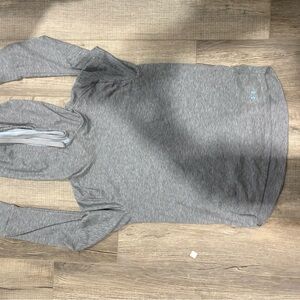 Under Armour Light Gray Performance Hoodie with Blue Logo Accent